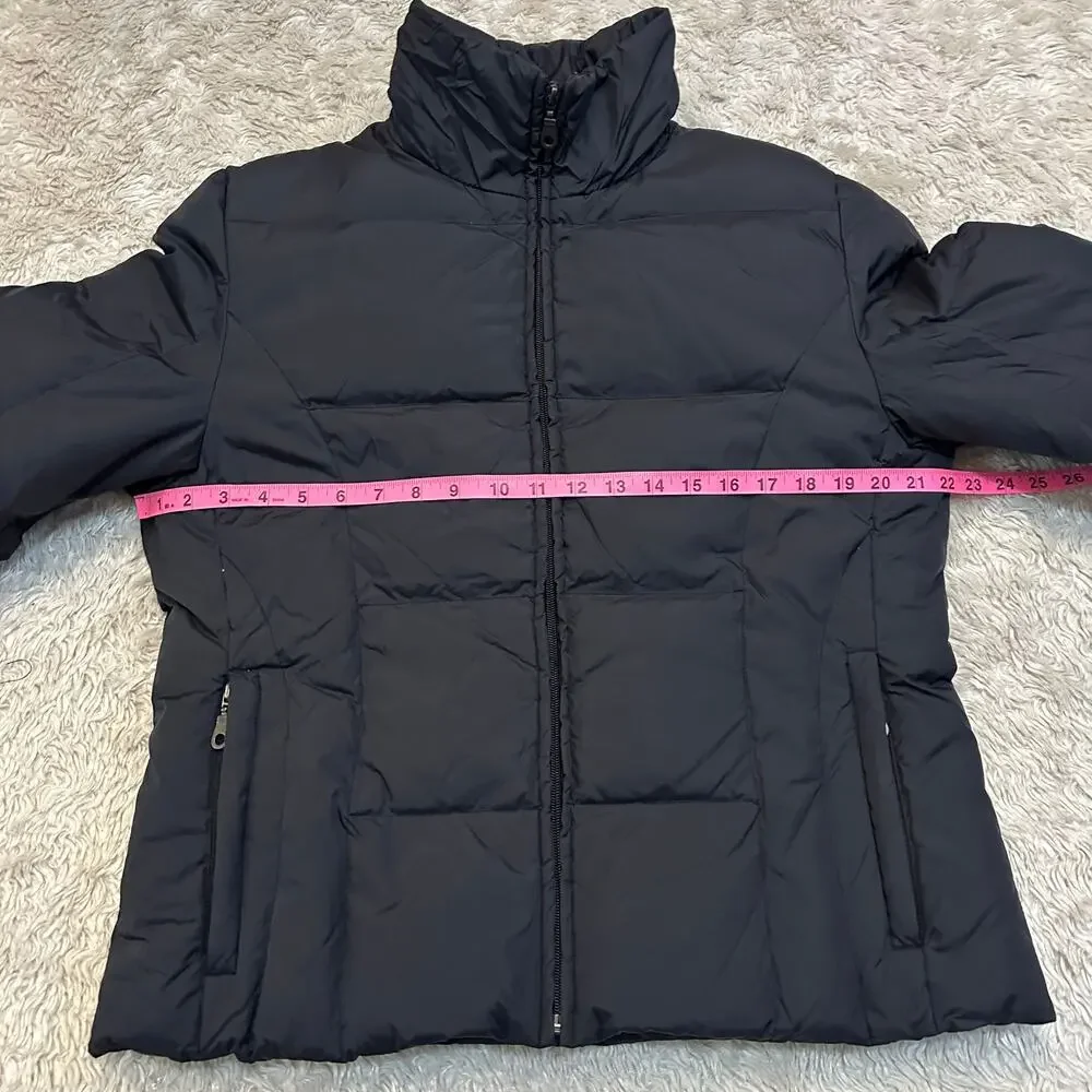 Utex Womens M Down Jacket Black Puffer Quilted Zip Front Pockets Fleece Lined